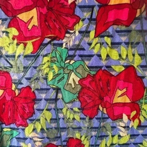 Lularoe medium blue floral ANa maxi dress. Red roses. Pattern over pattern .NWT. - Picture 6 of 8